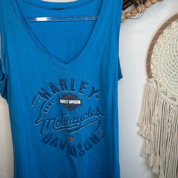 Harley Davidson Blue V Neck San Juan Puerto Rico Tank - Picture 3 of 3